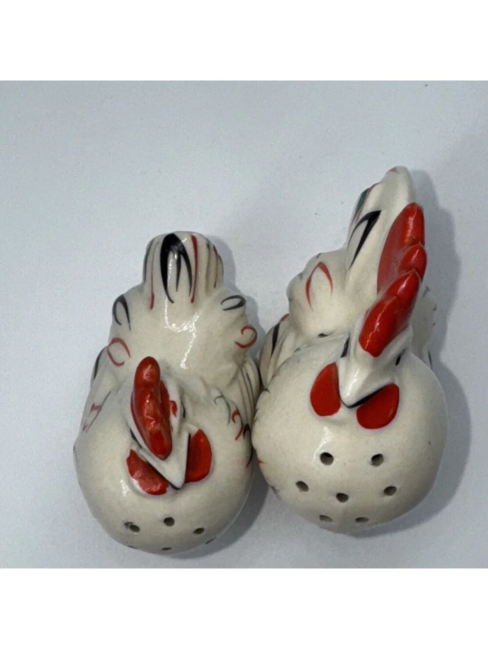 Vintage Rooster Hen Chicken Salt And Pepper Shakers Ceramic MADEIN SLOVAKIA USSR
